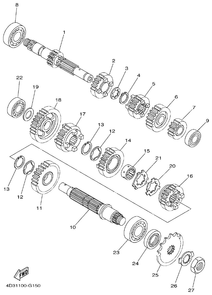Yamaha 250RAP TRANSMISSION parts diagram